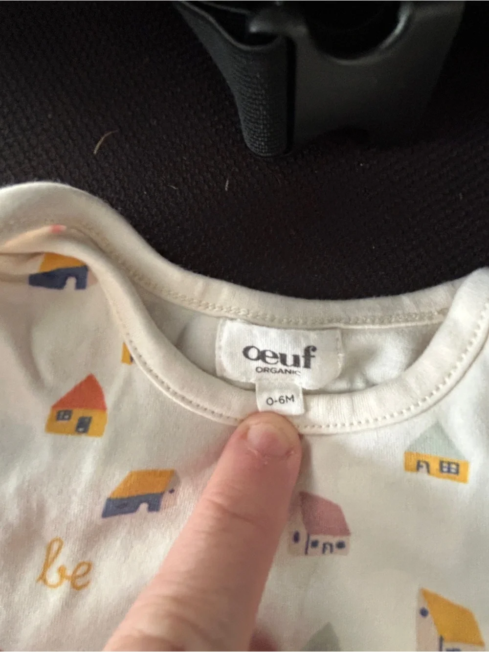 Oeuf White Cotton Pajama Top with Multi-Color House Print